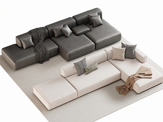 Modern double sofa multiplayer sofa corner sofa 3d model