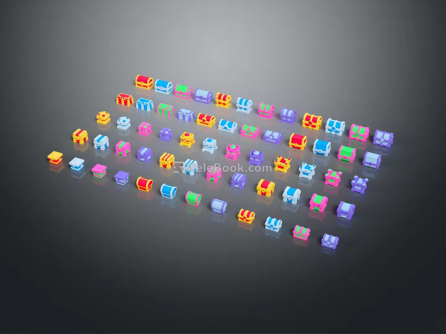 Modern game prop box sub voxel box 3d model