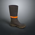 Dark Brown Tall Rain Boots With Orange Strap For Daily Use