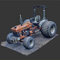 Orange Ford Tractor Functional Agricultural Vehicle with Large Tires and Muddy Platform