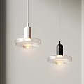 Modern Pendant Lights With White Black Metal Base And Transparent Glass Shade