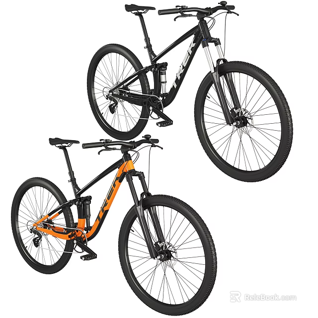 Black And Orange Mountain Bikes With Sturdy Frames And Large Tires Design 3d model 