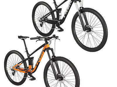 Black And Orange Mountain Bikes With Sturdy Frames And Large Tires Design 3d model