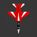 Red And White Jet Model With Black Cockpit On Dark Background With Reflection