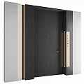 Modern Wooden Front Door With Metal Accents And House Number 2807