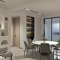 Modern Dining and Living Room Interior Design With Sofa Coffee Table Artwork And Floor Lamp