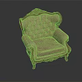 Elegant Classic Carved Wooden Frame Armchair With Beige Button Tufted Upholstery