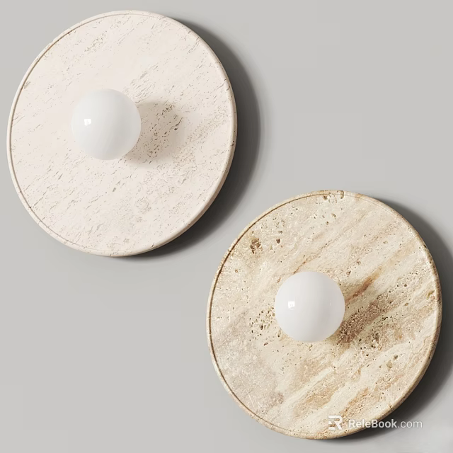 Modern Wall Lamps With Textured Round Base And White Globe Light 3d model