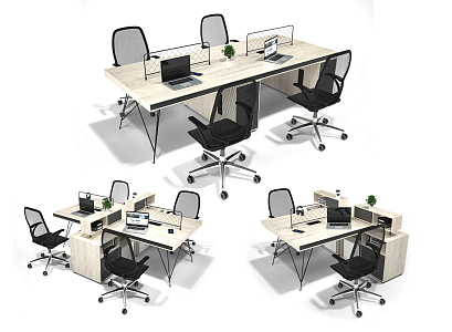 modern office desk chair desk 3d model