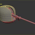 Military Artillery Weapon With White Rounded Main Body Silver Extended Barrel And Black Base Details