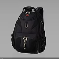 Black Backpack With Multiple Zippers Red Logo And Functional Design Features 3d model