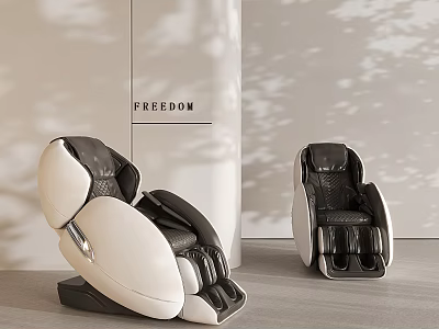 Two Modern Black And White Massage Chairs In Minimalist Indoor Space 3d model