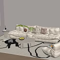 Cream wind sofa combination 3d model