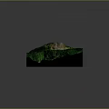 Detailed 3D Terrain Model With Green Vegetation Mountain Peak And Valleys