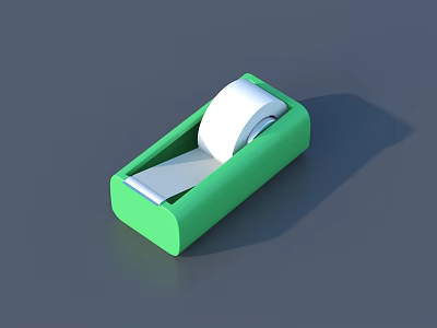 Public Facility Green Tape Dispenser With White Tape For Office Use 3d model