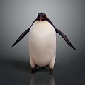 Standing Penguin With Black And White Body Red Beak 3D Rendered On Gray Background