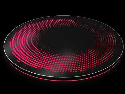 Circular Stage With Red Spiral Arranged Dot Matrix Lights Black Background Red Edge Light Strip 3d model