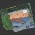 Single Family House Featuring Red Roof Solar Panels Driveway And Two Cars On Green Lawn