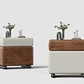 Stylish Rolling Storage Cabinets With Wooden And White Design And Decorative Vase