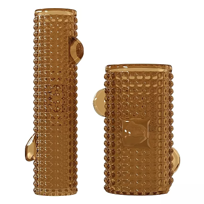 Brown Glass Decorative Ornament Set With Dot Texture And Curved Details 3d model