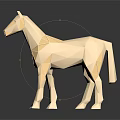 Geometric Golden Horse Sculpture With Polygonal Design And Reflective Base