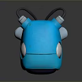 Blue Robot Character 3D Model With Yellow Eyes White Accents Antenna And Long Legs