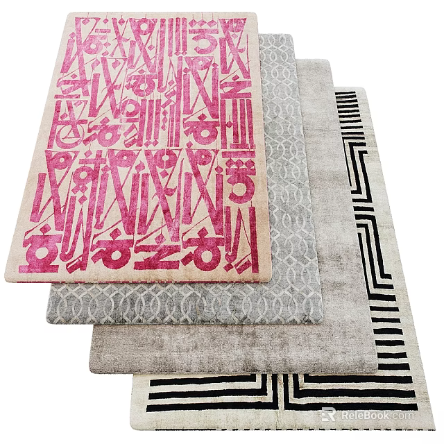 Modern Square Rugs With Geometric Patterns And Colorful Designs For Home Decor 3d model 