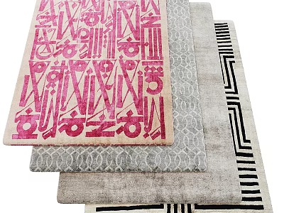 Modern Square Rugs With Geometric Patterns And Colorful Designs For Home Decor 3d model