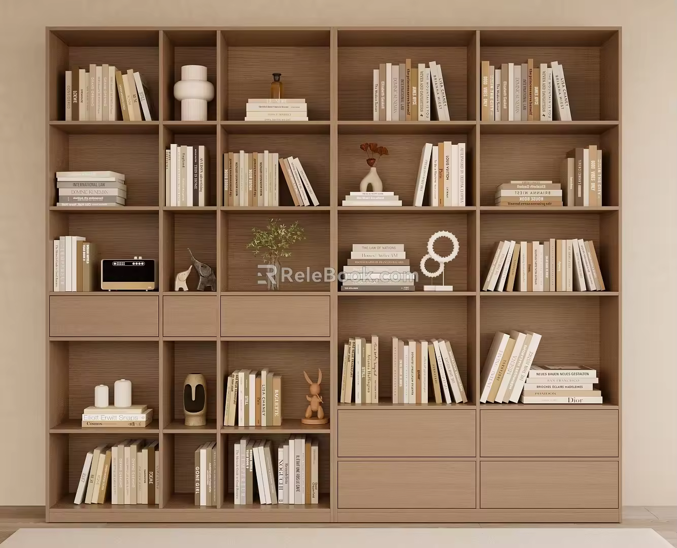 Middle Ancient Style Bookcase Quiet Style Bookshelf Jewelry Ornaments Books Open Decorative Cabinet Study Cabinet 3d model