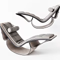 Modern Lounge Chair With Curved Frame And Comfortable Gray Fabric Design
