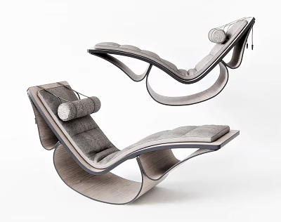 Modern Lounge Chair With Curved Frame And Comfortable Gray Fabric Design 3d model