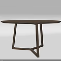Modern Round Dark Wooden Dining Table With Unique Geometric Legs Design 3d model