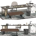 New Chinese Style Tea Table and Chair Tea Table and Chair Combination Tea Table Bench Tea Set Bar 3d model