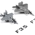 F35 and F22 Fighter Jet Models Displayed in White Background Setting 3d model