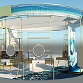 Blue Themed Round Specialty Store with Dolphin Ocean Design and Display Cabinets