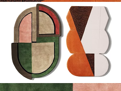 Geometric Color Blocked Stylish Area Rugs With Unique Shapes For Home Decor 3d model