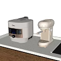 Light Kitchen Countertop With Rice Cooker Coffee Maker Wooden Cabinets And Gas Stove