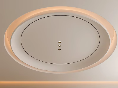 Modern Circular Ceiling Design With Layered Structure And Recessed Soft Lighting 3d model