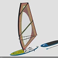 Complete Colorful Windsurfing Equipment Set With Vibrant Sail Board Surfboard And Paddle