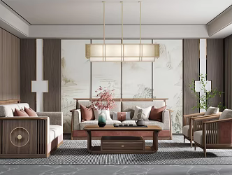 New Chinese Living Room 3d model