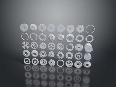 Assorted Industrial Gears And Mechanical Parts With Various Sizes And Shapes 3d model