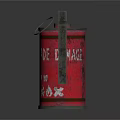 Rusty Red Canister Weapon With MAGE Text And Metallic Handle