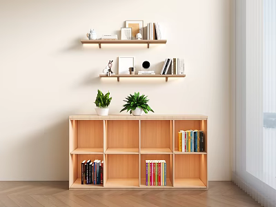 Bookcase Bookshelf Partition Laminated Low Cabinet 3d model
