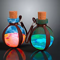 Colorful Decorative Glass Bottles With Cork Stoppers And Leather Straps For Home Use
