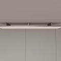 Modern Striped Rectangular Ceiling Light Mounted On Ceiling With White Cabinets