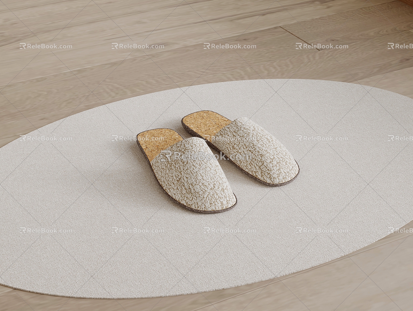 Modern toilet carpet slippers 3d model