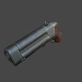 Three Barrel Revolver With Metal Body And Red Brown Wooden Grip Design