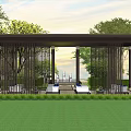 New Chinese Style Pavilion Leisure Stone Lion Viewing Pavilion 3d model