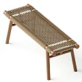 Natural Wooden Stool With Woven Seat And Minimalist Design For Home