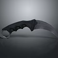 Tactical Karambit Knife With Black Textured Handle Curved Blade Finger Ring And Modern Design